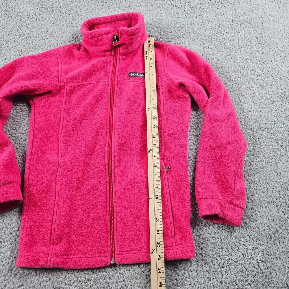 Columbia Sweater Youth Medium Pink Full Zip Fleece Jacket Outdoor Preppy Casual